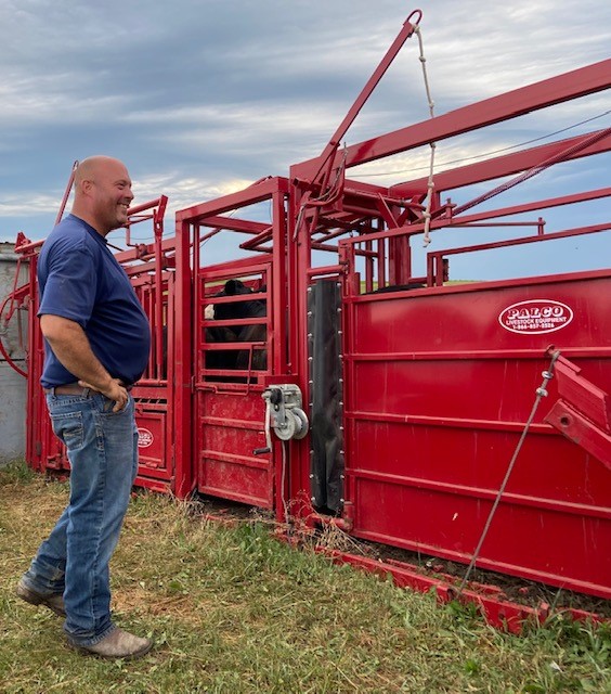 Dave DeVries working cattle